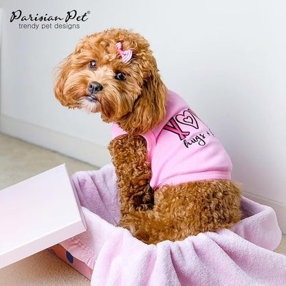 Dog Tshirt - Embroidered “ XOXO “ Dog Shirt - 100% Cotton, Lightweight Puppy Clothes Female - Sleeveless Dog Tank Top - Pink Dog Tee Shirts - Dog Shirts for Small Dogs Girl - S