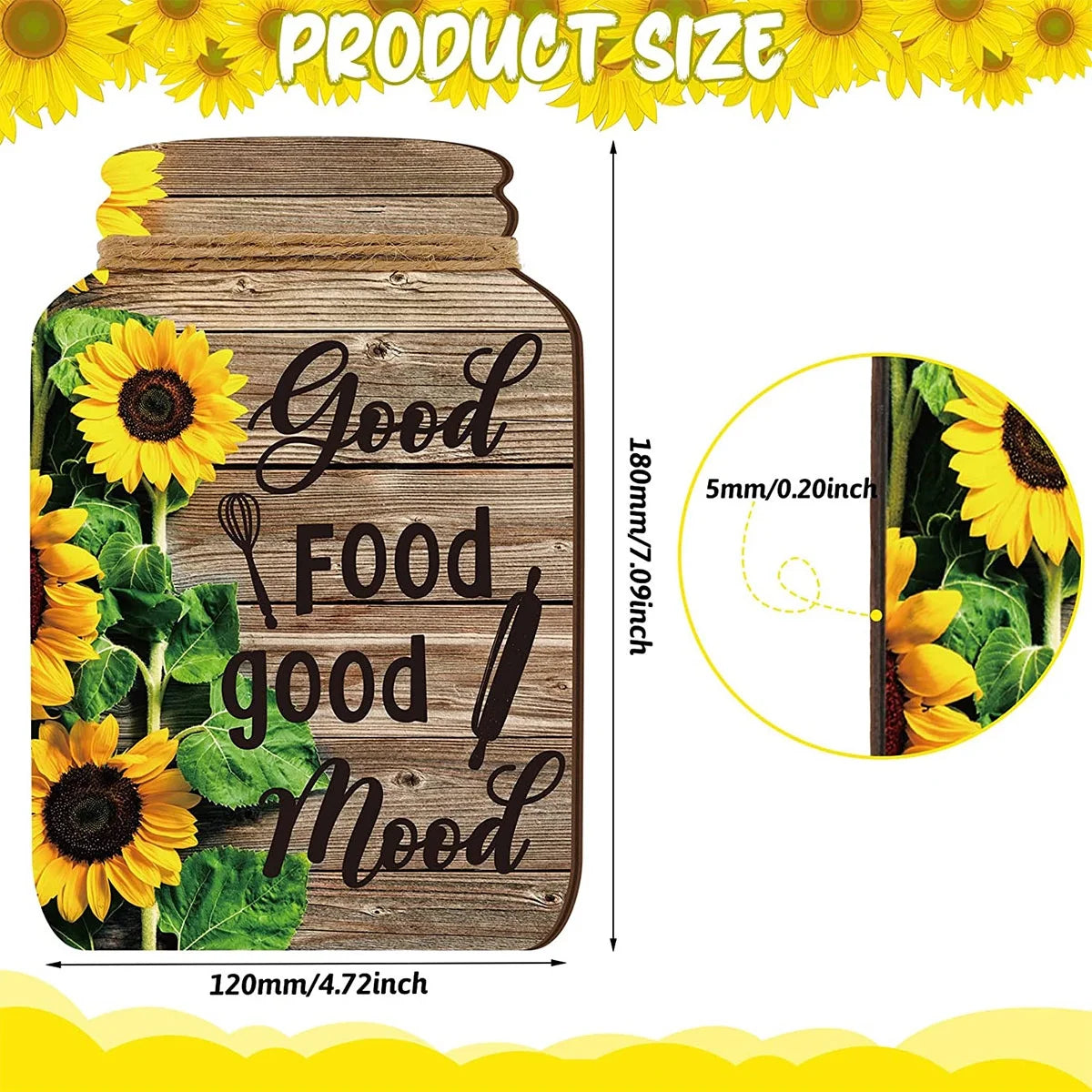 4 Pcs Mason Jar Wall Decor Wooden,Kitchen Rustic Home Decor Inspirational Kitchen Decor Hanging Farmhouse Kitchen Signs Wall Decor for Home Decor