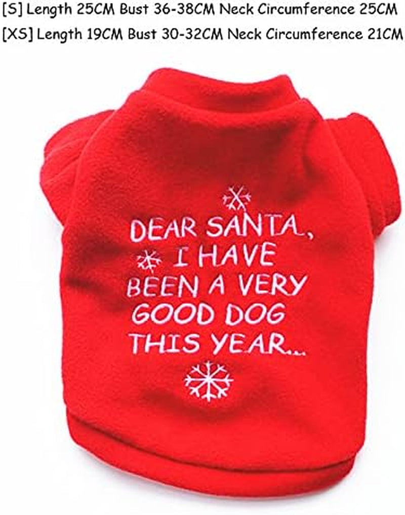 Christmas Dog Clothes Printed Puppy Shirts Pet Santa Costume Holiday Dog Outfits Breathable Pet Apparels for Dogs Cats Pets Halloween Christmas Holiday Cosplay（Dear Santa,S）