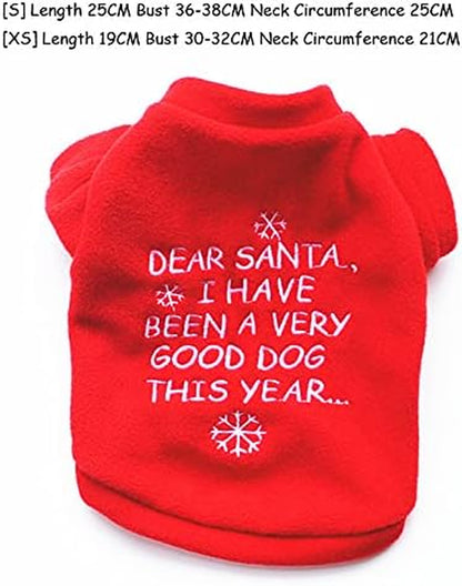 Christmas Dog Clothes Printed Puppy Shirts Pet Santa Costume Holiday Dog Outfits Breathable Pet Apparels for Dogs Cats Pets Halloween Christmas Holiday Cosplay（Dear Santa,S）