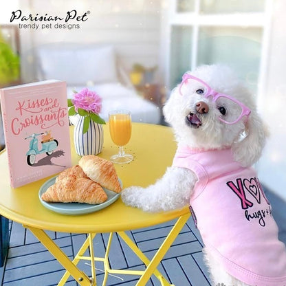 Dog Tshirt - Embroidered “ XOXO “ Dog Shirt - 100% Cotton, Lightweight Puppy Clothes Female - Sleeveless Dog Tank Top - Pink Dog Tee Shirts - Dog Shirts for Small Dogs Girl - S