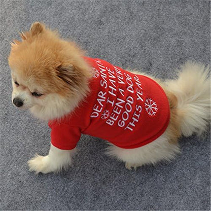 Christmas Dog Clothes Printed Puppy Shirts Pet Santa Costume Holiday Dog Outfits Breathable Pet Apparels for Dogs Cats Pets Halloween Christmas Holiday Cosplay（Dear Santa,S）