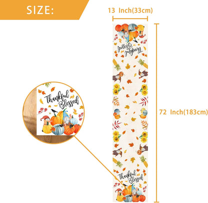 Thanksgiving Table Runner 72 Inch Long, Burlap Thanksgiving Runners for Table Coffee Dining, Thanksgiving Pumpkin Gnome Decor Farmhouse Table Runner Kitchen Decor