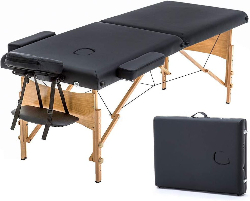 Massage Bed Portable Massage Table 24 Inch Wide Lash Bed Height Adjustable 2 Folding Spa Table with Non-Woven Bag for Spa Footmassage Facial Carespa Tattoo