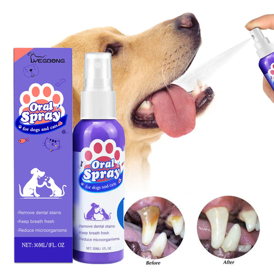 Pet Teeth Cleaning Spray for Stain Removal and Fresh Breath Oral Care for Dogs and Cats