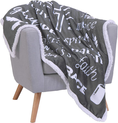 Christian Blanket Religious Gifts for Women - Men, Pastor, Wife, Friends, Family, Teens. Thoughtful Positive Uplifting Caring, Hope, Faith Blanket Gifts for Christmas, Birthday (Gray, Sherpa)