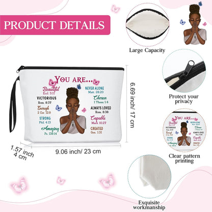 3 Pcs Christian Gifts for African American Women Bible Verse Makeup Bag Christian Pencil Pouch 11 Oz Religious Coffee Mug Inspirational Keychain Faith Based You Are Loved Gifts