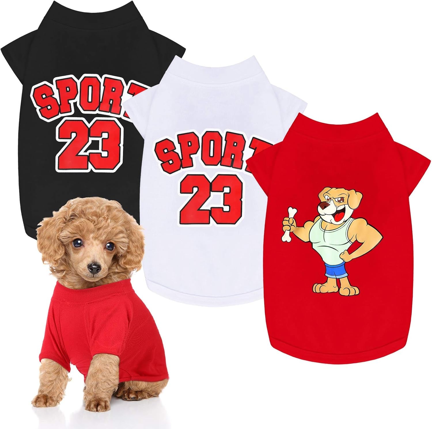 3 Pieces Dog Shirts Pet Shirts Pet Puppy Apparel Sweatshirt Elastic Breathable Dog T-Shirts for Small to Medium Dogs Puppy (M)