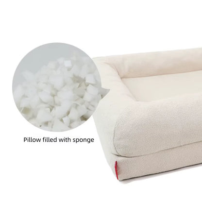 Orthopedic Memory Foam Dog Bed Velvet Pet Mat Thick Warm Breathable Waterproof Non-Slip Removable Cover Featuring Animal Pattern