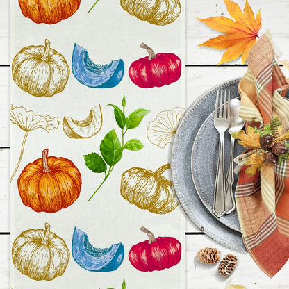 Thanksgiving Runner for Table, Thanksgiving Table Runner Blue Pumpkin Decor Thanksgiving Table Decor for Kitchen Dining Indoor Outdoor Activities (13" X 36")