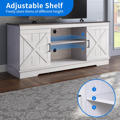 Farmhouse TV Stand for 65 Inch TV, Entertainment Center for Living Room, TV Media Console Cabinet, Grey Wash