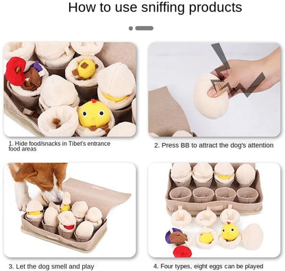 ATUBAN Snuffle Mat for Dogs Slow Feeding Mat Durable Dog Interactive Mat with Squeaky Puzzle Toys Plush Eggs Toys for Nose