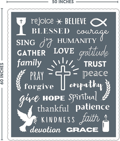 Christian Blanket Religious Gifts for Women - Men, Pastor, Wife, Friends, Family, Teens. Thoughtful Positive Uplifting Caring, Hope, Faith Blanket Gifts for Christmas, Birthday (Gray, Sherpa)
