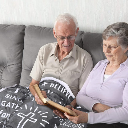 Christian Blanket Religious Gifts for Women - Men, Pastor, Wife, Friends, Family, Teens. Thoughtful Positive Uplifting Caring, Hope, Faith Blanket Gifts for Christmas, Birthday (Gray, Sherpa)