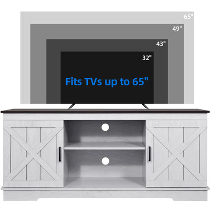 Farmhouse TV Stand for 65 Inch TV, Entertainment Center for Living Room, TV Media Console Cabinet, Grey Wash